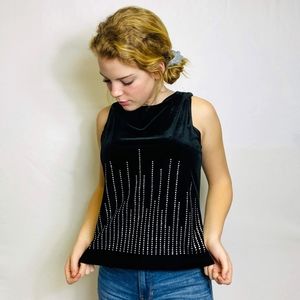 Gorgeous Black Velvet Sequin Studded Sleeveless To